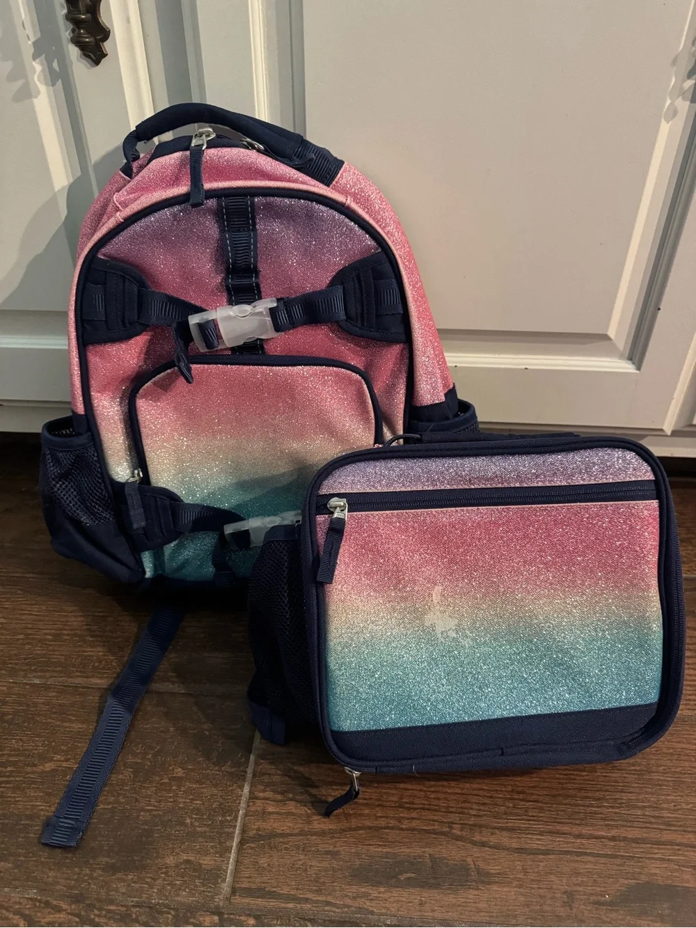 Pottery Barn Kids Glitter Ombre Backpack & Lunch Bag
